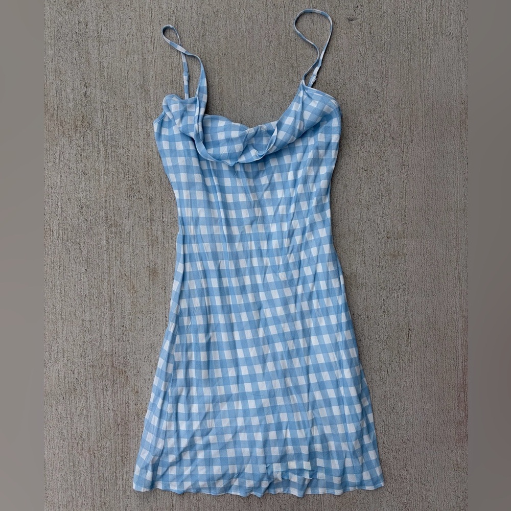 Charlie Holiday Kenzie Dress NWT Blue Gingham Cottagecore Milkmaid Mini M